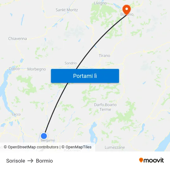 Sorisole to Bormio map