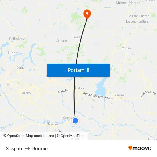 Sospiro to Bormio map