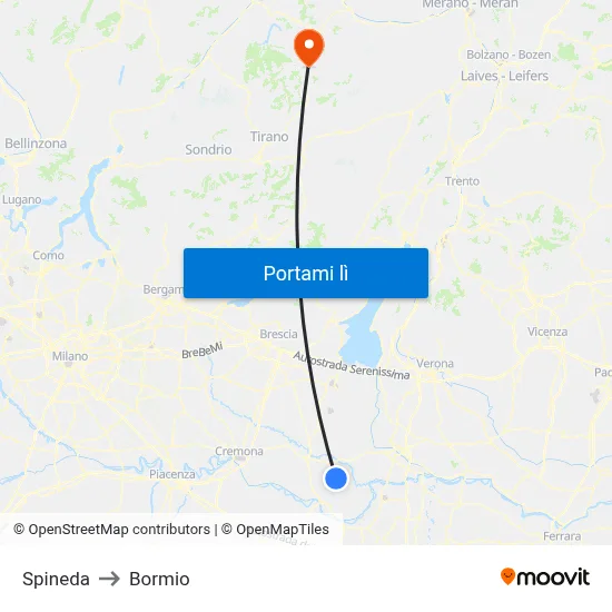 Spineda to Bormio map