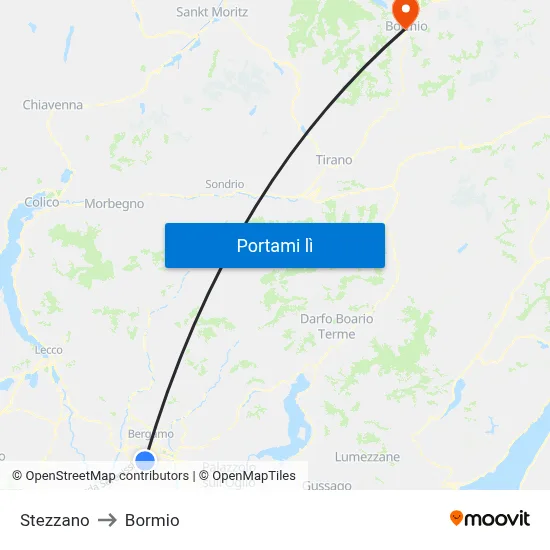 Stezzano to Bormio map