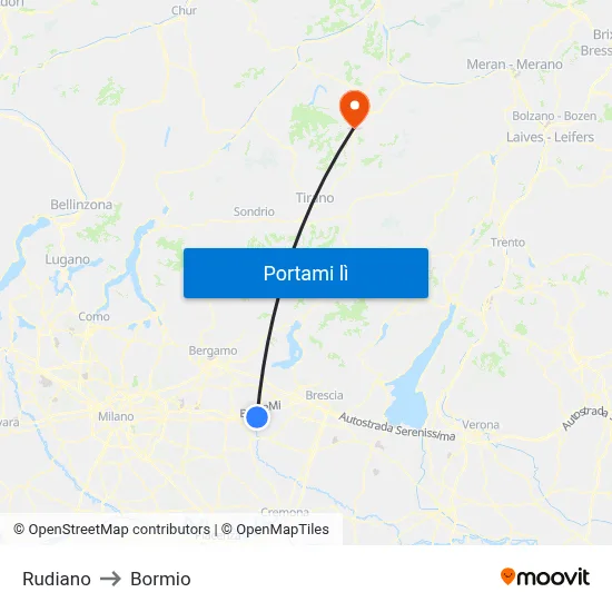 Rudiano to Bormio map