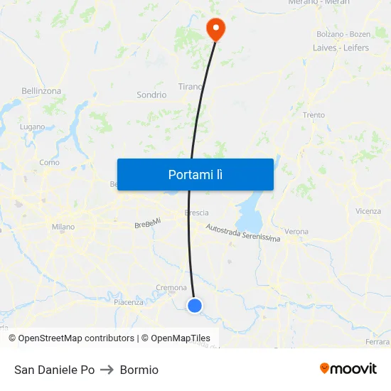 San Daniele Po to Bormio map