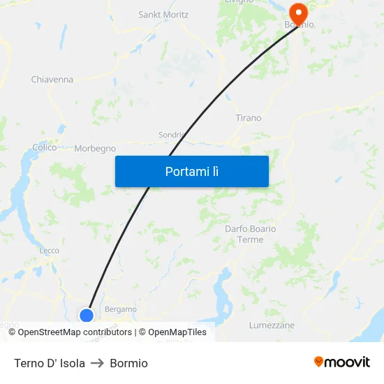 Terno D' Isola to Bormio map