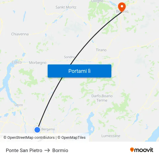 Ponte San Pietro to Bormio map