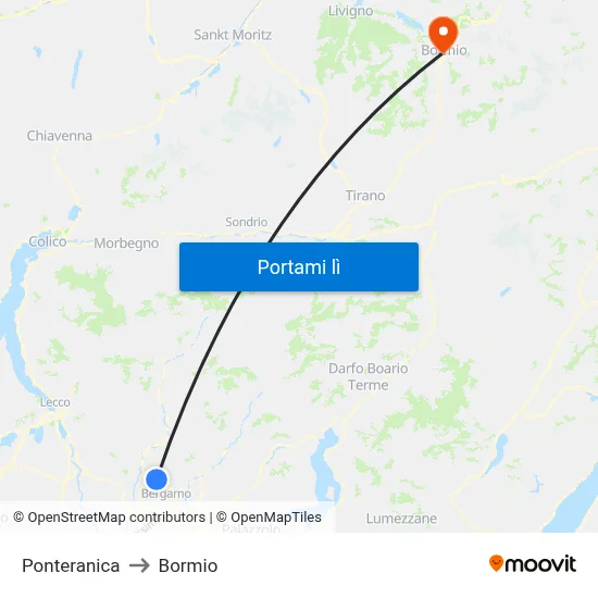 Ponteranica to Bormio map