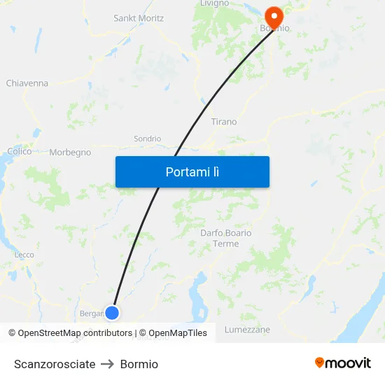 Scanzorosciate to Bormio map
