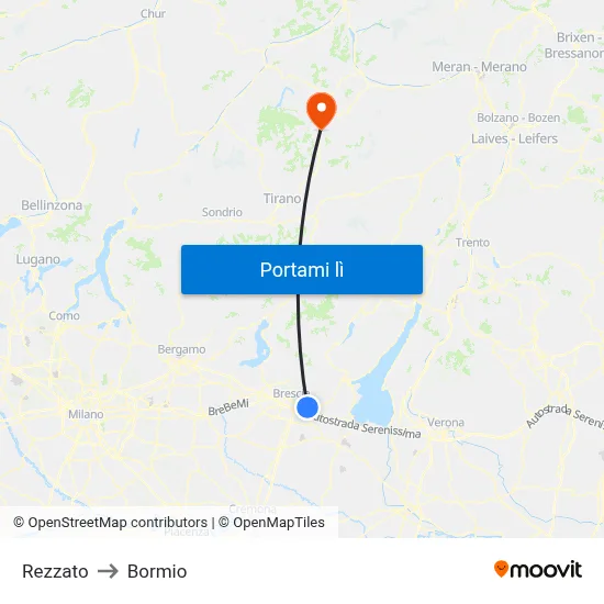 Rezzato to Bormio map