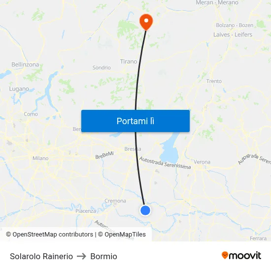 Solarolo Rainerio to Bormio map