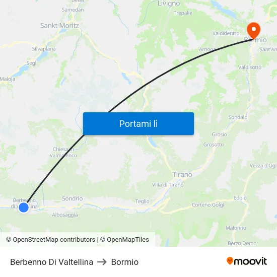 Berbenno Di Valtellina to Bormio map