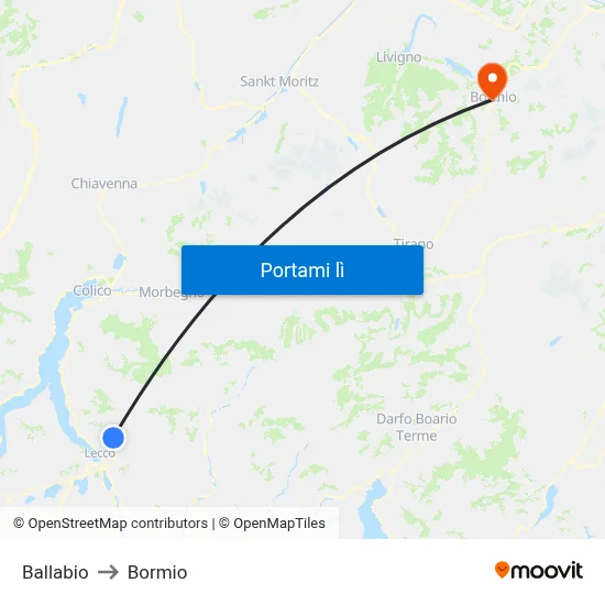Ballabio to Bormio map