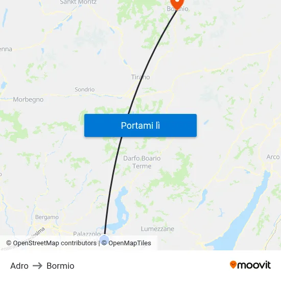Adro to Bormio map