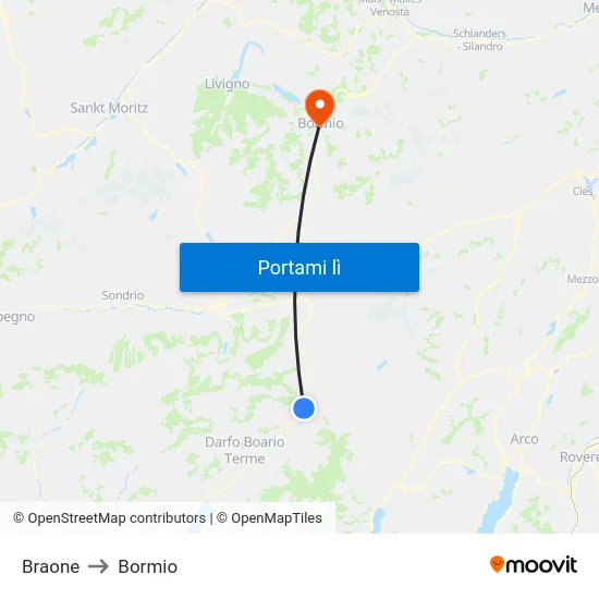 Braone to Bormio map