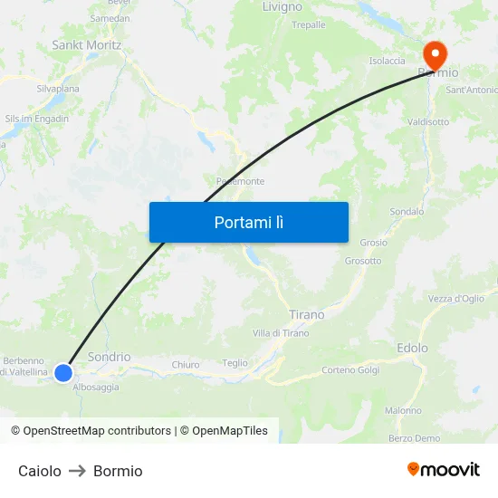 Caiolo to Bormio map