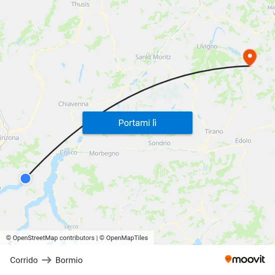 Corrido to Bormio map