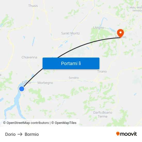 Dorio to Bormio map
