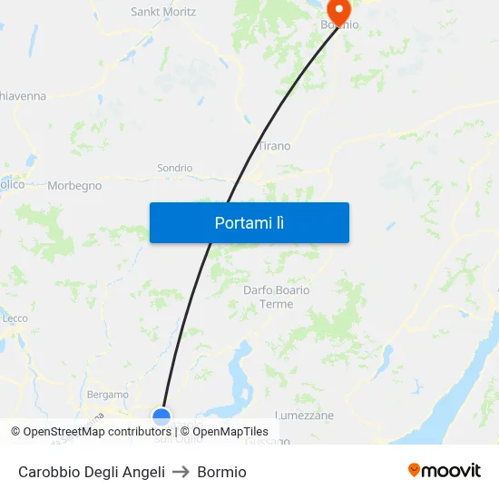 Carobbio Degli Angeli to Bormio map