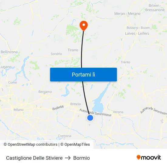Castiglione Delle Stiviere to Bormio map