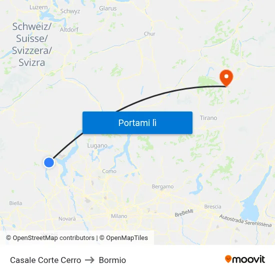 Casale Corte Cerro to Bormio map