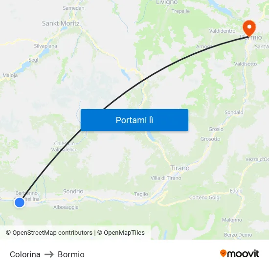 Colorina to Bormio map