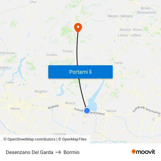 Desenzano Del Garda to Bormio map