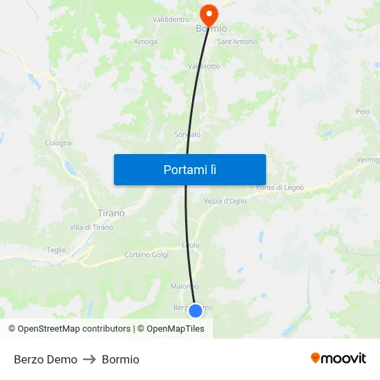 Berzo Demo to Bormio map