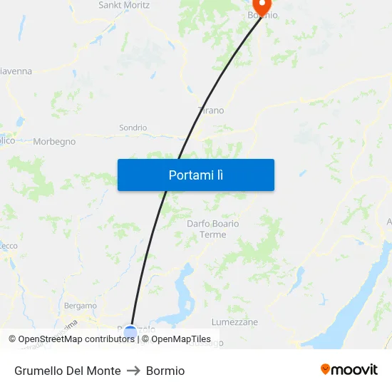 Grumello Del Monte to Bormio map