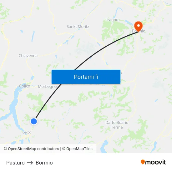 Pasturo to Bormio map