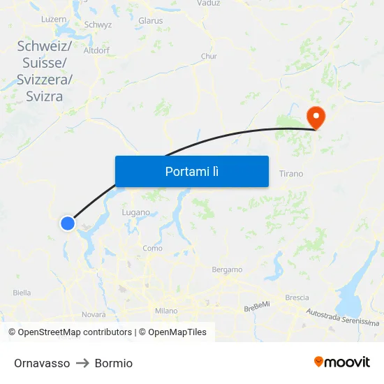 Ornavasso to Bormio map