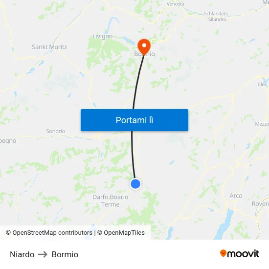 Niardo to Bormio map