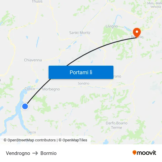 Vendrogno to Bormio map