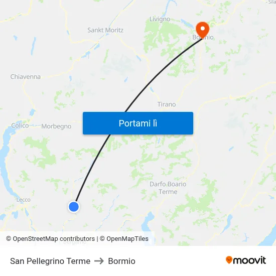 San Pellegrino Terme to Bormio map
