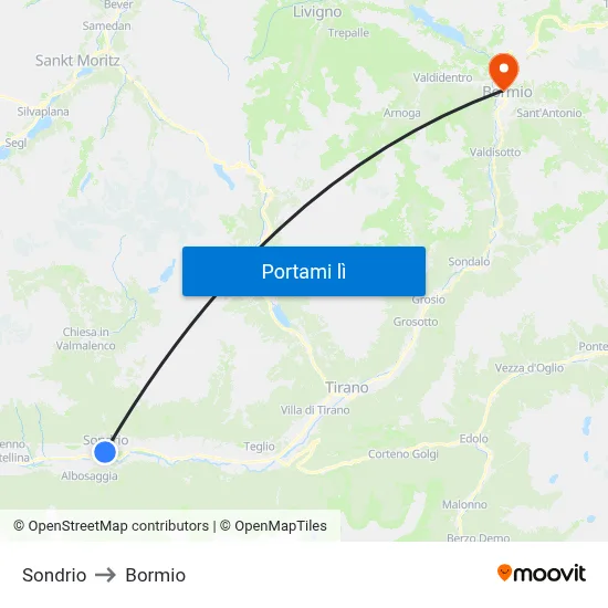 Sondrio to Bormio map