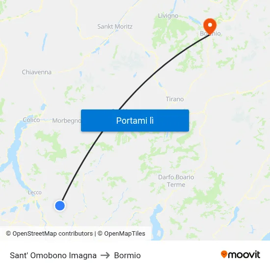 Sant' Omobono Imagna to Bormio map