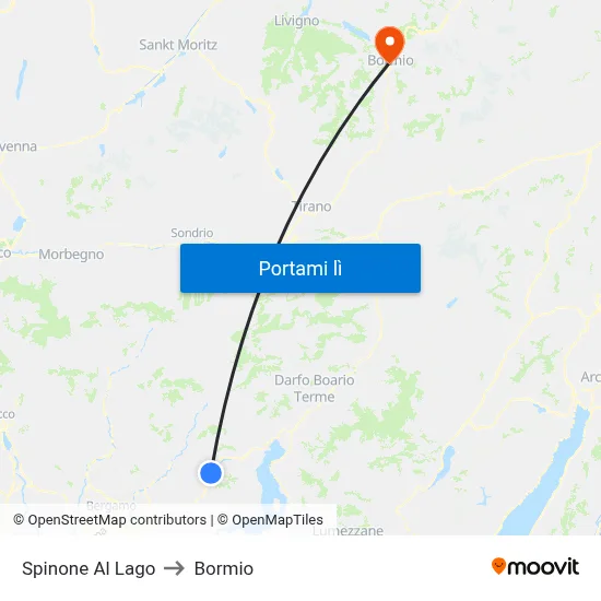 Spinone Al Lago to Bormio map