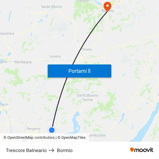 Trescore Balneario to Bormio map