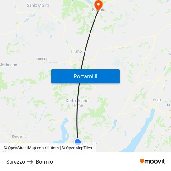 Sarezzo to Bormio map