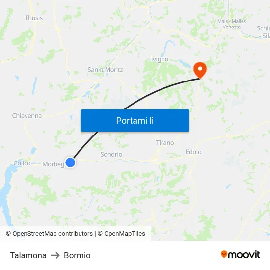 Talamona to Bormio map