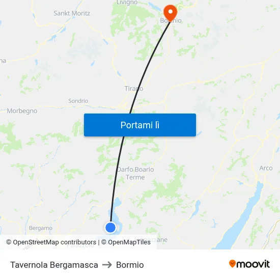 Tavernola Bergamasca to Bormio map