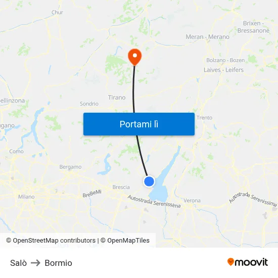 Salò to Bormio map
