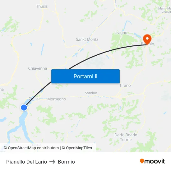 Pianello Del Lario to Bormio map