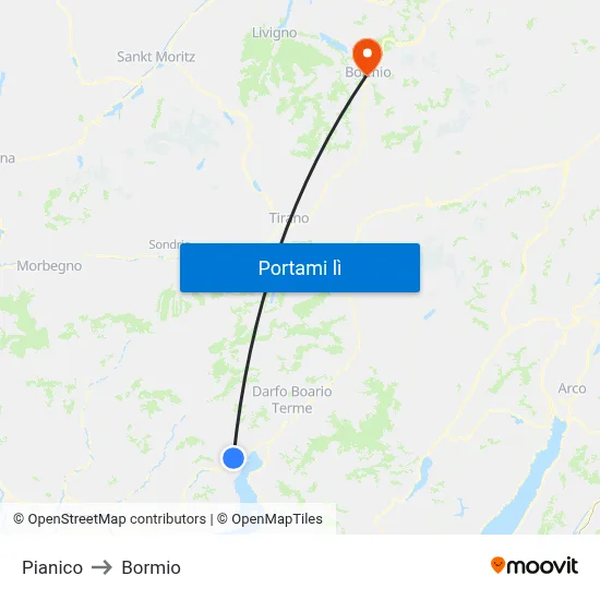Pianico to Bormio map
