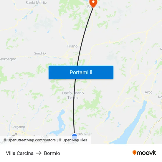 Villa Carcina to Bormio map