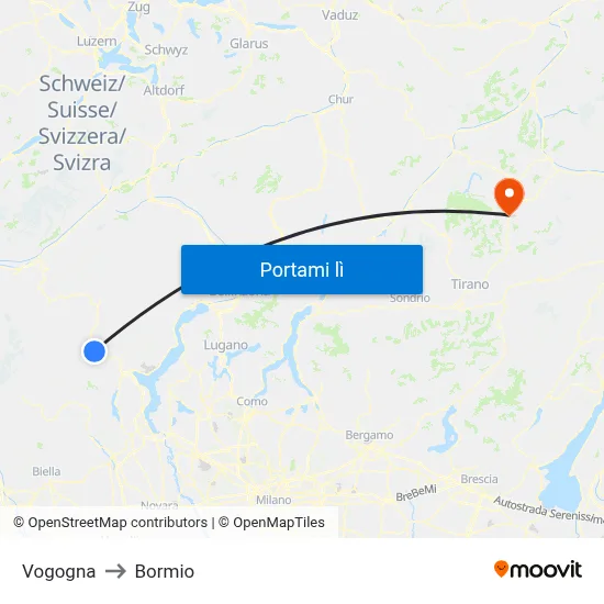 Vogogna to Bormio map