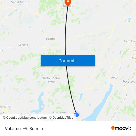 Vobarno to Bormio map