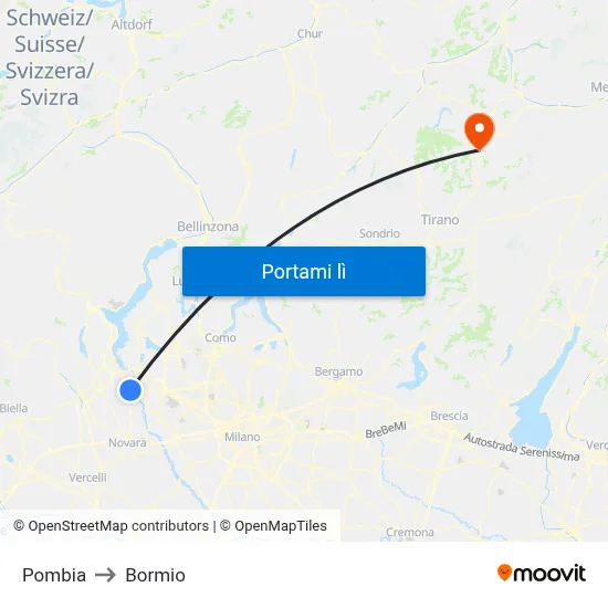 Pombia to Bormio map