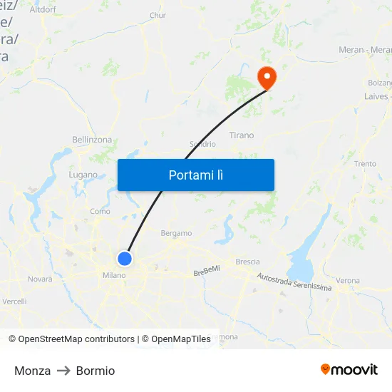 Monza to Bormio map