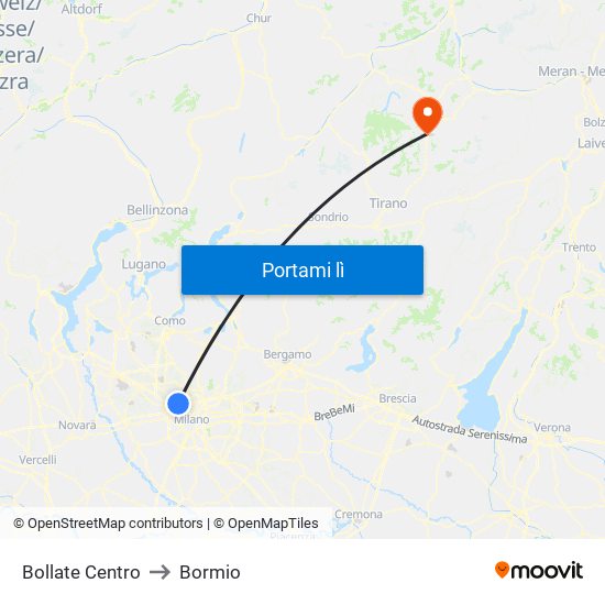 Bollate Centro to Bormio map