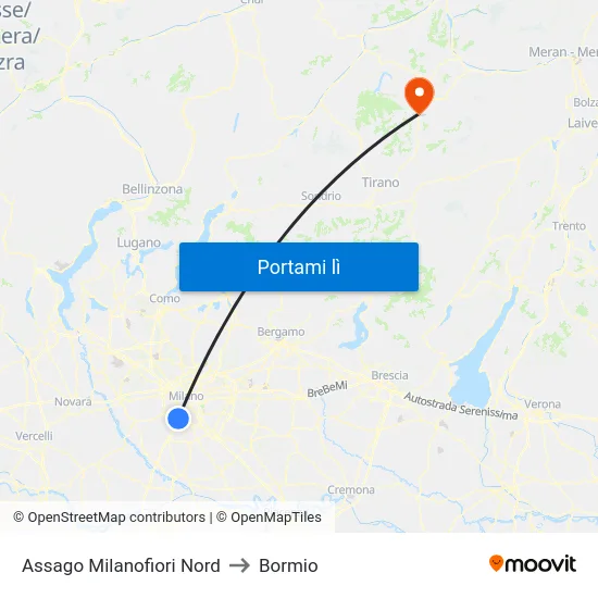 Assago Milanofiori Nord to Bormio map