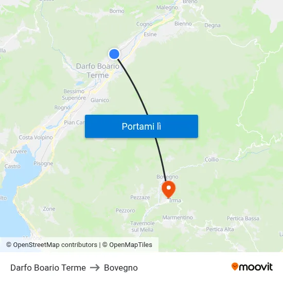 Darfo Boario Terme to Bovegno map