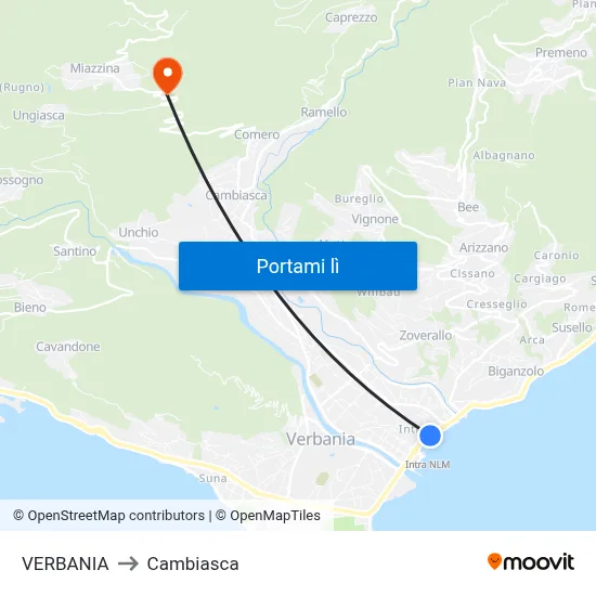 VERBANIA to Cambiasca map